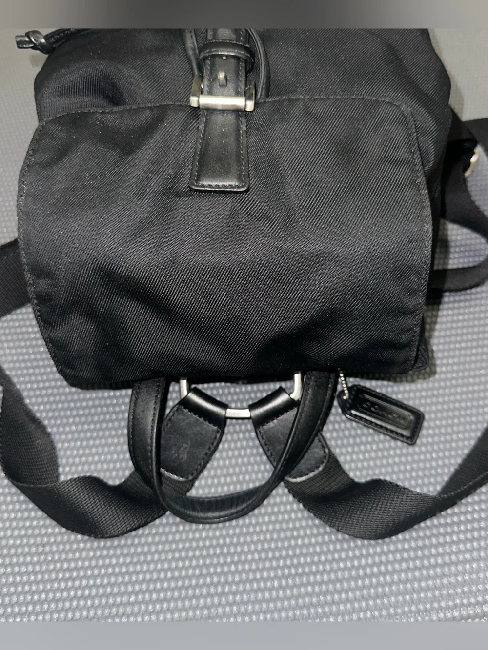 Coach Mercer Twill Nylon and Leather Drawstring Backpack | Black